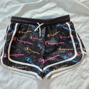 Champion Women's Black Multicolor Logo Athletic Shorts